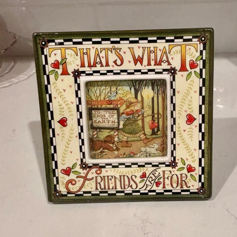 1994 Mary Engelbreit Ceramic Picture Frame – “That’s What Friends Are For" - GUC